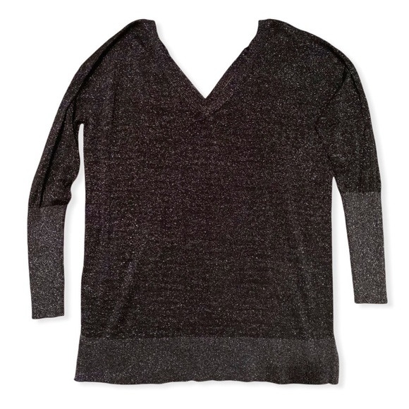 Topshop Black Silver Metallic Lightweight Oversized Slouchy Tunic Sweater Size 4 - Picture 4 of 7